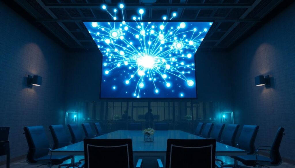 The Architecture of Authority: Why AI Is Reshaping Enterprise Leadership 10 Executive visualization of AI reshaping corporate hierarchy and enterprise decision authority