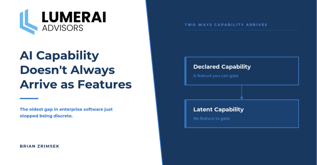 Most organizations are running less AI capability than they own. The entitlement arrived, the gate is working as designed, and part of what accumulates now is not discrete.